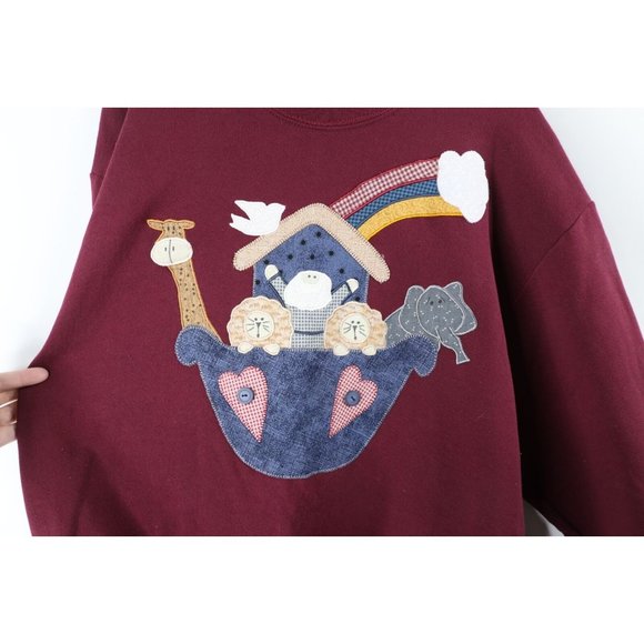 Vintage 90s Womens Medium Faded Christian Noahs Ark Crewneck Sweatshirt USA - Picture 4 of 8